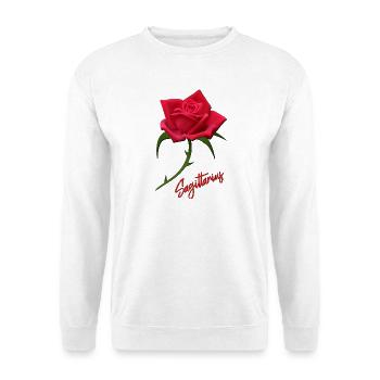 Schütze Rose rote Rose Rosen Sternzeichen Schütze - Unisex Pullover - Weiß - Vorne - Alina (178cm) & Michal (187cm)