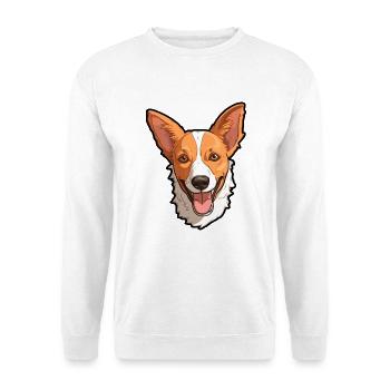 Portugiesische Podengo Pequeno Hunderasse Cartoon Kawai - Unisex Pullover - Weiß - Vorne - Alina (178cm) & Michal (187cm)