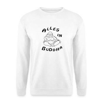 alles in buddha - Unisex Pullover - Weiß - Vorne - Alina (178cm) & Michal (187cm)
