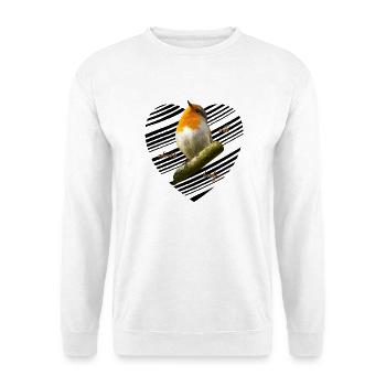 Rotkehlchen Singvogel - Unisex Pullover - Weiß - Vorne - Alina (178cm) & Michal (187cm)