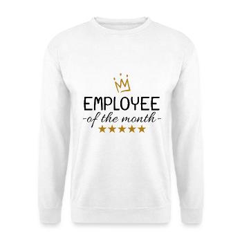 Mitarbeiter des Monats Geschenk - Unisex Pullover - Weiß - Vorne - Alina (178cm) & Michal (187cm)