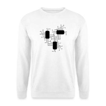 elektriker Elektrik Elektronik Beruf Spannung CPU - Unisex Pullover - Weiß - Vorne - Alina (178cm) & Michal (187cm)