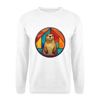 Und täglich grüßt Murmeltier Bunte Karikatur Kawaii An - Unisex Pullover - Weiß - Vorne - Alina (178cm) & Michal (187cm)