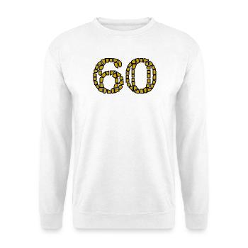 60. 60 JAHRE. 60-JÄHRIGES JUBILÄUM. 60. GEBURTSTAG. - Unisex Pullover - Weiß - Vorne - Alina (178cm) & Michal (187cm)