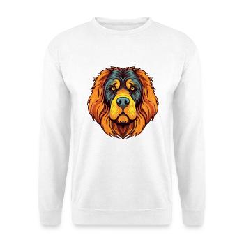 Tibetischer Mastiff Hunderasse Aquarell Karikatur Kawai - Unisex Pullover - Weiß - Vorne - Alina (178cm) & Michal (187cm)