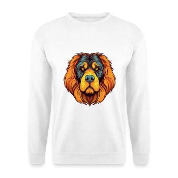 Tibetischer Mastiff Hunderasse Aquarell Karikatur Kawai - Unisex Pullover - Weiß - Vorne - Alina (178cm) & Michal (187cm)