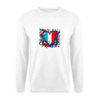 Französisches Vintage-Herz - Unisex Pullover - Weiß - Vorne