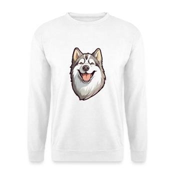 Alaska Malamute Hunderasse Aquarell Karikatur Kawa - Unisex Pullover - Weiß - Vorne - Alina (178cm) & Michal (187cm)
