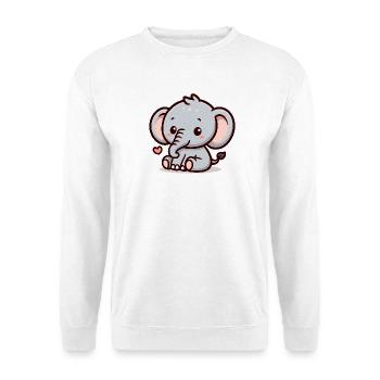 Kleiner Elefant – süß & verspielt - Unisex Pullover - Weiß - Vorne - Alina (178cm) & Michal (187cm)