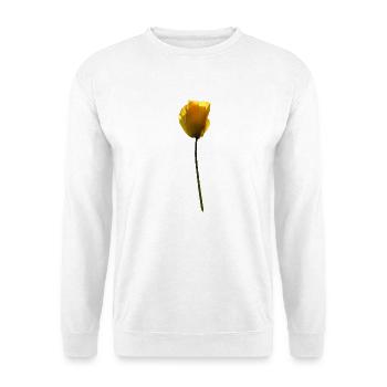 gelbe Mohnblume Mohn - Unisex Pullover - Weiß - Vorne - Alina (178cm) & Michal (187cm)