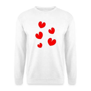GERADE GEHEIRATET. HEILIGER VALENTINSTAG. ICH LIEBE DICH. ICH LIEBE - Unisex Pullover - Weiß - Vorne - Alina (178cm) & Michal (187cm)