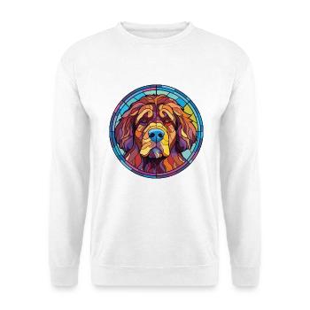 Tibetischer Mastiff Hunderasse Aquarell Illustration - Unisex Pullover - Weiß - Vorne - Alina (178cm) & Michal (187cm)