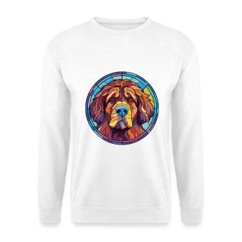 Tibetischer Mastiff Hunderasse Aquarell Illustration - Unisex Pullover - Weiß - Vorne - Alina (178cm) & Michal (187cm)