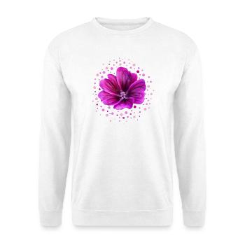Malve lila Blüte - Unisex Pullover - Weiß - Vorne - Alina (178cm) & Michal (187cm)
