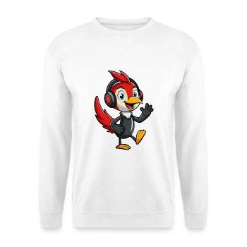 Woodpecker Lustige Zeichentrickfigur Kopfhörermusik - Unisex Pullover - Weiß - Vorne