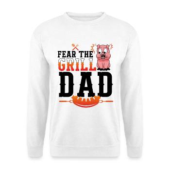 Knackiger Grillkönig Vatertag - Unisex Pullover - Weiß - Vorne - Alina (178cm) & Michal (187cm)