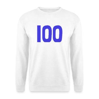 100. 100 JAHRE. 100-JÄHRIGES JUBILÄUM. 100. GEBURTSTAG - Unisex Pullover - Weiß - Vorne - Alina (178cm) & Michal (187cm)