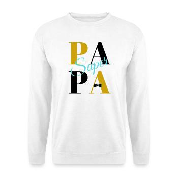Super Papa - Unisex Pullover - Weiß - Vorne - Alina (178cm) & Michal (187cm)