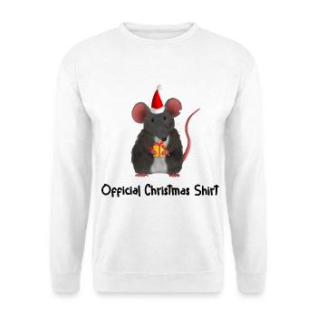Official Christmas Shirt - Ratte mit Mütze - Unisex Pullover - Weiß - Vorne - Alina (178cm) & Michal (187cm)