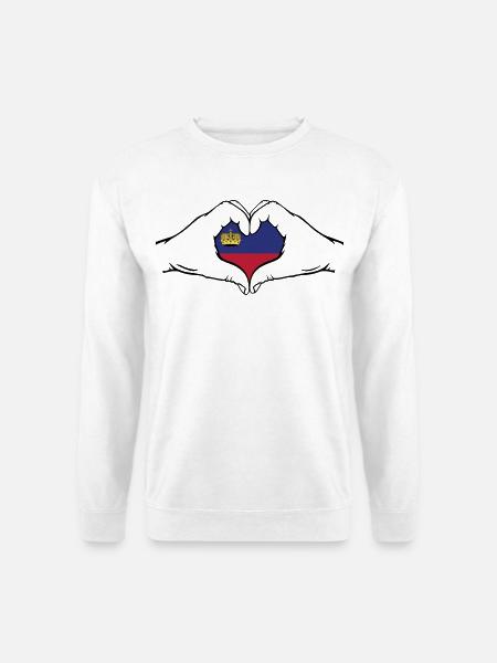 Liechtenstein Flagge Herzform - Unisex Pullover - Weiß