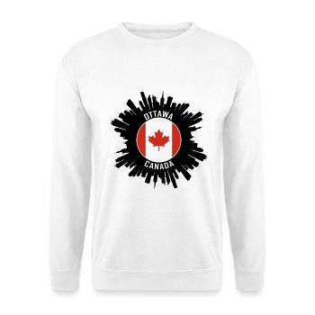 Ottawa Skyline Kanada Flagge Reise Souvenir - Unisex Pullover - Weiß - Vorne - Alina (178cm) & Michal (187cm)