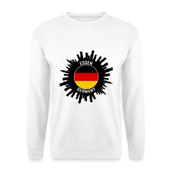 Essen Skyline Deutschland Flagge Reise Souvenir - Unisex Pullover - Weiß - Vorne - Alina (178cm) & Michal (187cm)