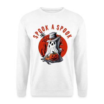 Erschrecke einen Spuk! - Unisex Pullover - Weiß - Vorne - Alina (178cm) & Michal (187cm)