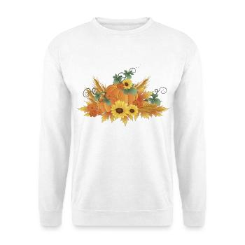 Kürbis Getreide Laub Herbst - Unisex Pullover - Weiß - Vorne - Alina (178cm) & Michal (187cm)