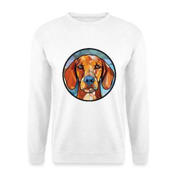 Braque D Auvergne Hunderasse buntes Aquarell - Unisex Pullover - Weiß - Vorne - Alina (178cm) & Michal (187cm)