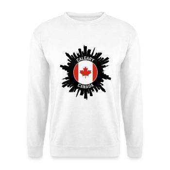 Calgary Skyline Kanada Flagge Reisesouvenir - Unisex Pullover - Weiß - Vorne - Alina (178cm) & Michal (187cm)