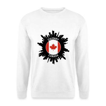 Calgary Skyline Kanada Flagge Reisesouvenir - Unisex Pullover - Weiß - Vorne - Alina (178cm) & Michal (187cm)
