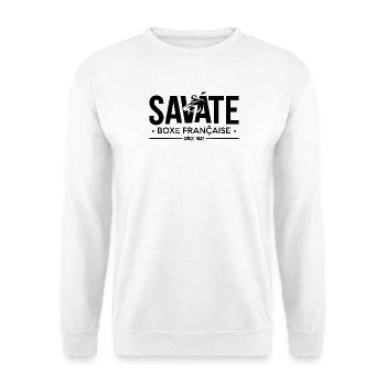 Savate Instruktor Französische Kampfsportarten Kickboxen - Unisex Pullover - Weiß - Vorne - Alina (178cm) & Michal (187cm)
