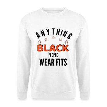 ALLES, WAS SCHWARZE MENSCHEN TRAGEN, PASST - Unisex Pullover - Weiß - Vorne - Alina (178cm) & Michal (187cm)
