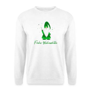 Frohe Weichnachten Wichtel grün - Unisex Pullover - Weiß - Vorne - Alina (178cm) & Michal (187cm)
