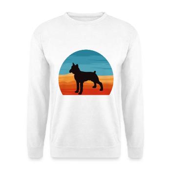 Boxer Hund Silhouette Vintage Sonnenuntergang für Hundeliebhaber - Unisex Pullover - Weiß - Vorne - Alina (178cm) & Michal (187cm)