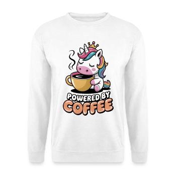 Angetrieben von Kaffee - Unisex Pullover - Weiß - Vorne - Alina (178cm) & Michal (187cm)