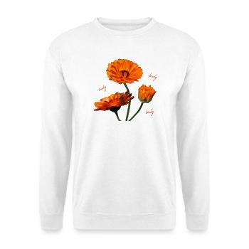 Ringelblumen Ringelblume orangene Blumen - Unisex Pullover - Weiß - Vorne - Alina (178cm) & Michal (187cm)