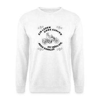 leben ohne kurven - Unisex Pullover - Weiß - Vorne - Alina (178cm) & Michal (187cm)