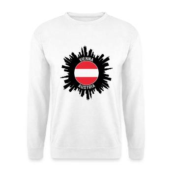 Wien Skyline Österreich Flagge Reisesouvenir - Unisex Pullover - Weiß - Vorne - Alina (178cm) & Michal (187cm)