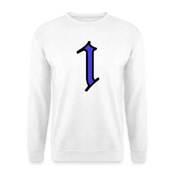 1. 1 Jahr. 1. JAHRESTAG. 1-JÄHRIGES JUBILÄUM - Unisex Pullover - Weiß - Vorne - Alina (178cm) & Michal (187cm)