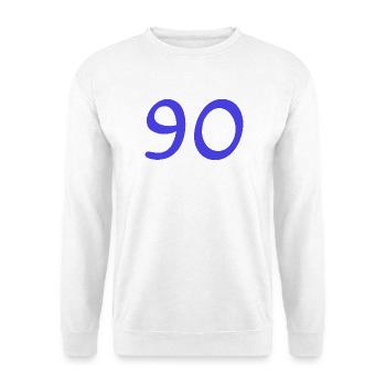 90. 90 JAHRE. 90-JÄHRIGES JUBILÄUM. 90-JÄHRIGES JUBILÄUM. - Unisex Pullover - Weiß - Vorne - Alina (178cm) & Michal (187cm)