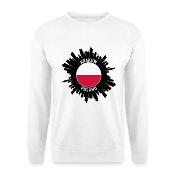 Krakau Skyline Polen Flagge Reise Souvenir - Unisex Pullover - Weiß - Vorne - Alina (178cm) & Michal (187cm)