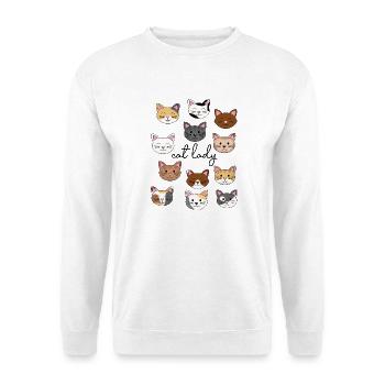 Cat Lady - Unisex Pullover - Weiß - Vorne - Alina (178cm) & Michal (187cm)