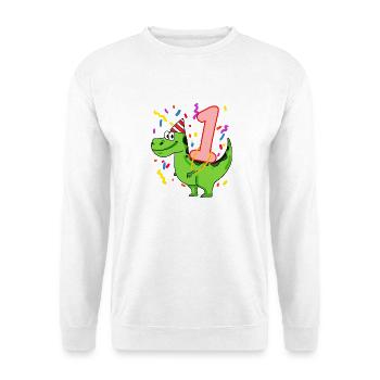 Dinosaure anniversaire 1 ans - Sweat-shirt Unisexe - blanc - Devant