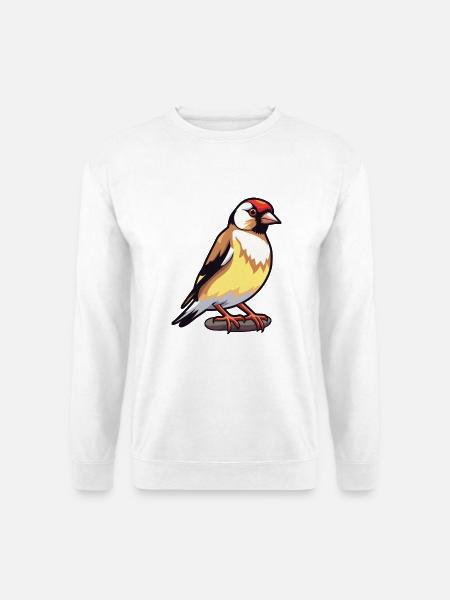 Stieglitz-Karikatur-Kawaii-Aquarellillustration - Unisex Pullover - Weiß
