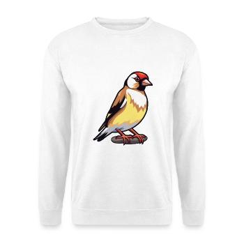 Stieglitz-Karikatur-Kawaii-Aquarellillustration - Unisex Pullover - Weiß - Vorne - Alina (178cm) & Michal (187cm)