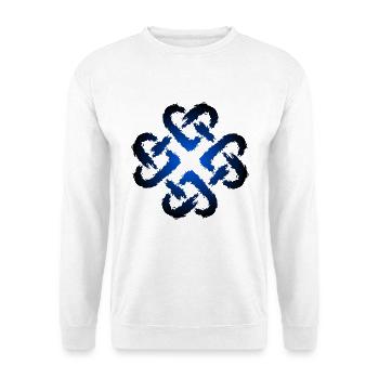 Keltische Knoten Herz Unendlichkeit Endlos - Unisex Pullover - Weiß - Vorne - Alina (178cm) & Michal (187cm)