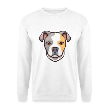 Staffordshire Bullterrier Hunderasse Karikatur Kawai - Unisex Pullover - Weiß - Vorne - Alina (178cm) & Michal (187cm)