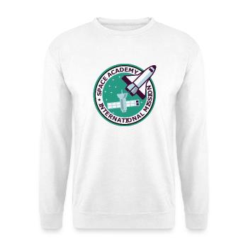 "Vintage Space Academy International" - Unisex Pullover - Weiß - Vorne - Alina (178cm) & Michal (187cm)