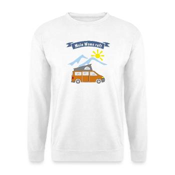 womo ruft campingbus - Unisex Pullover - Weiß - Vorne - Alina (178cm) & Michal (187cm)